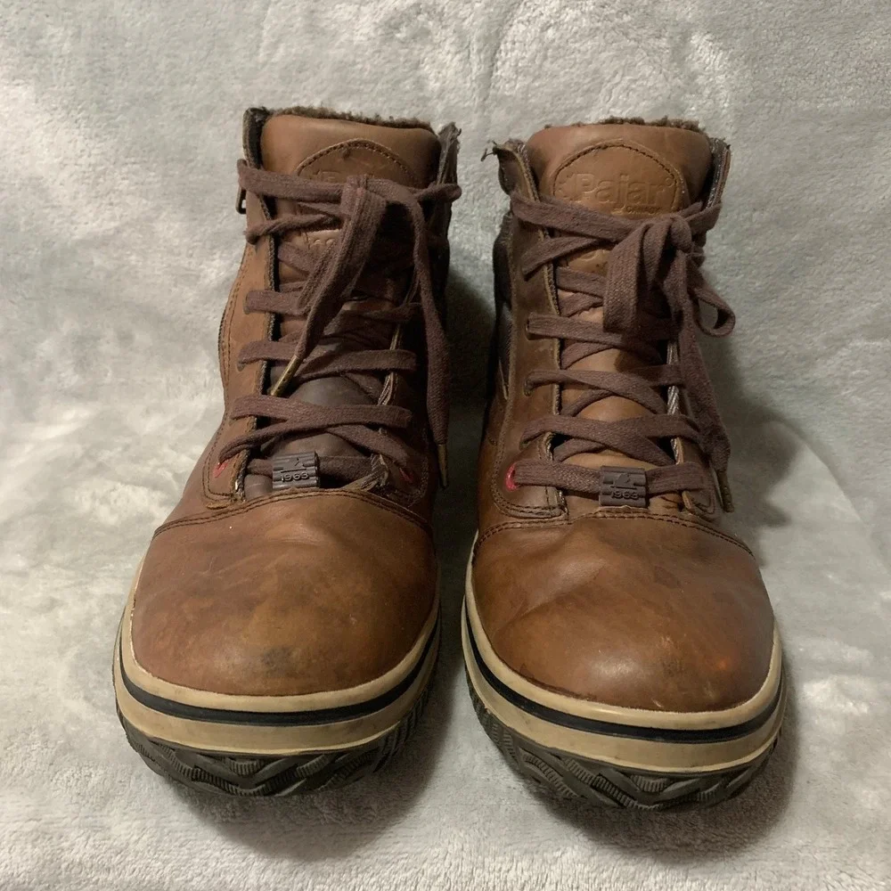Pajar Boots Men's Brown Leather‎ Insulated Waterproof Winter Snow Boots